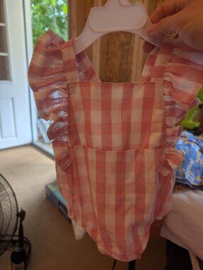 Pink Gingham Ruffle Baby Romper 0-3 Months